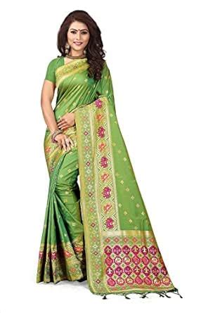 Buy Urban India Party Wear Pear Green Color Art Silk Saree with Rich ...
