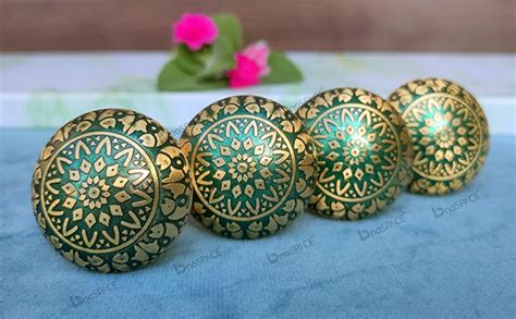 BnoSpace Green Brass Knobs for Cabinet Drawer, Wardrobes & Kitchen ...