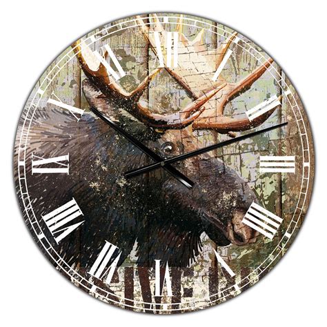 Designart 'Open Season Moose Oversized Traditional Wall Clock, Size: 23 ...