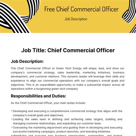 Chief Commercial Officer Job Description