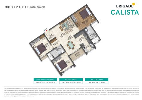 Floor Plan | Brigade Calista |1, 2 & 3 BHK Apartments