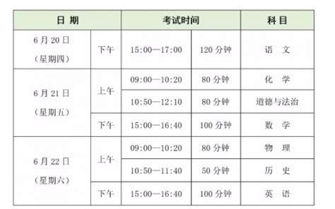 2022广东中考时间具体科目安排表 广东省中考时间2022考试时间_万年历