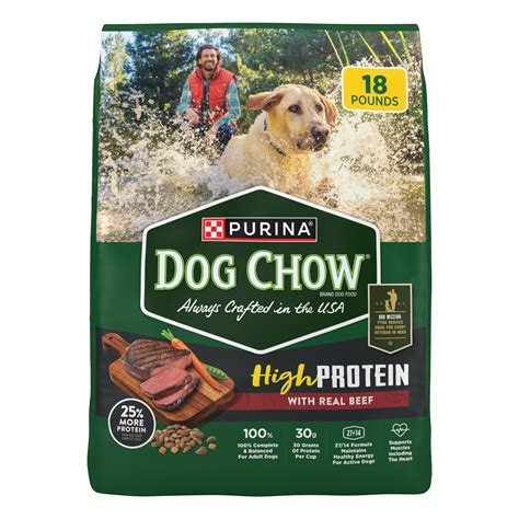 Purina Dog Chow High Protein Dog Food Dry Recipe With Real Beef, 18 lb ...