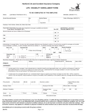 Fillable Online LIFE / DISABILITY ENROLLMENT FORM Fax Email Print ...