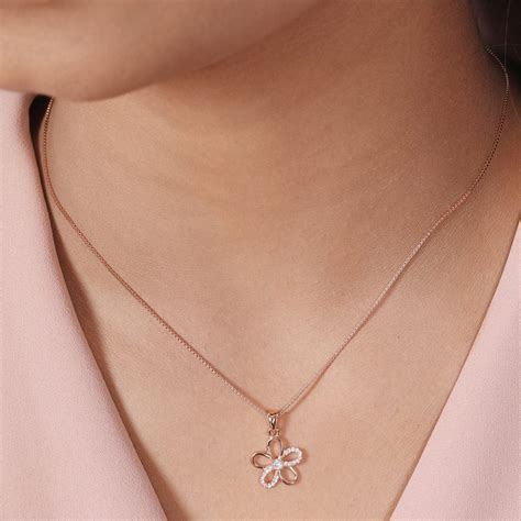 Floral Radiance Rose Gold Plated 925 Sterling Silver Pendant – Zavya