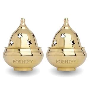Buy POSHIFY Kuber Goblet Diya (Pack of 2)- Elegant Brass Puja Diya for ...