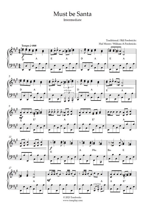 Must Be Santa (Intermediate Level, Solo Accordion) (Bob Dylan ...