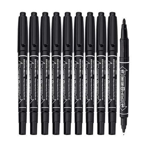 10x Black Fineliners Felt Tip Pens Dual Nibs Permanent Alcohol Base ...
