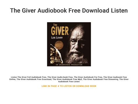 The Giver Online Audio Read