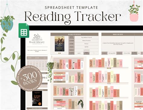 Book Tracker Google Sheets Digital Book Journal Book Review Bookshelf ...