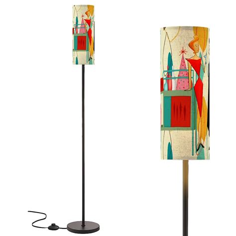 Retro Vintage Cocktail Lounge Slim Floor Lamp, Mid Century Modern Ligh ...