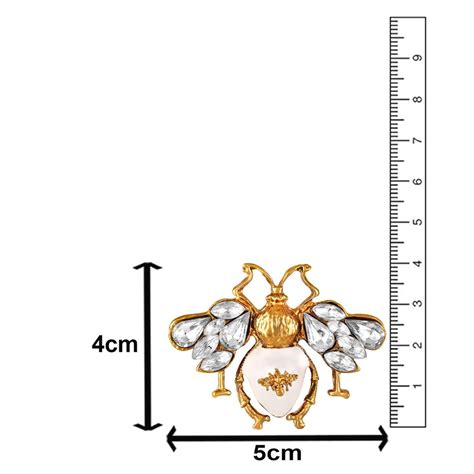 Mahi White Meenakari Bee-Shaped Wedding Brooch / Lapel Pin with Crysta ...