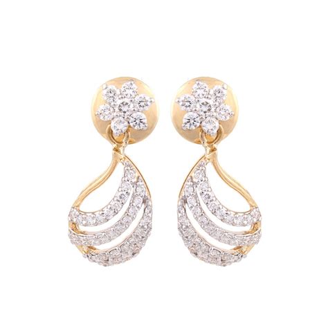 WHP Jewellers 18KT (750) Yellow Gold and American Diamond Drop Earrings ...