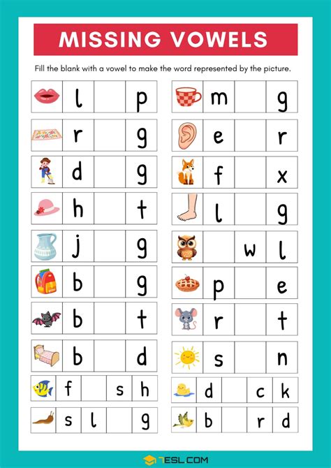 Vowels Worksheets for Kids: Free Practice PDF Download • 7ESL