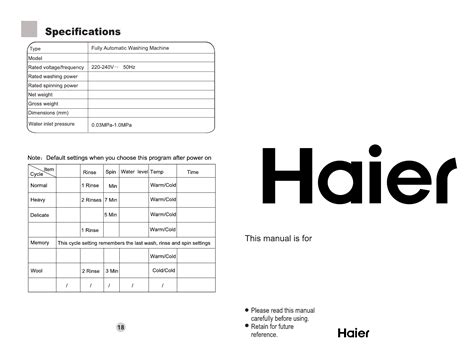 Image result for Haier Washing Machine Instructions