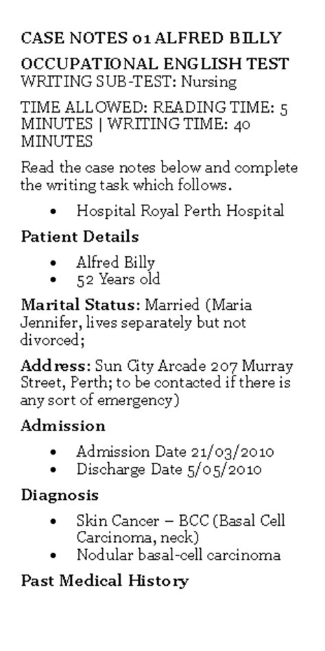 Oet Writing Sample Nurses at Dennis Marquis blog