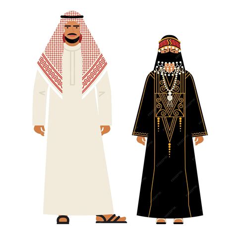 Girl and young man in traditional costume of saudi arabia stock vector ...