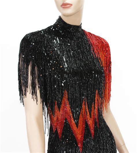 Bob Mackie 1982 Fully Beaded *Flame* Dress from European Dance ...