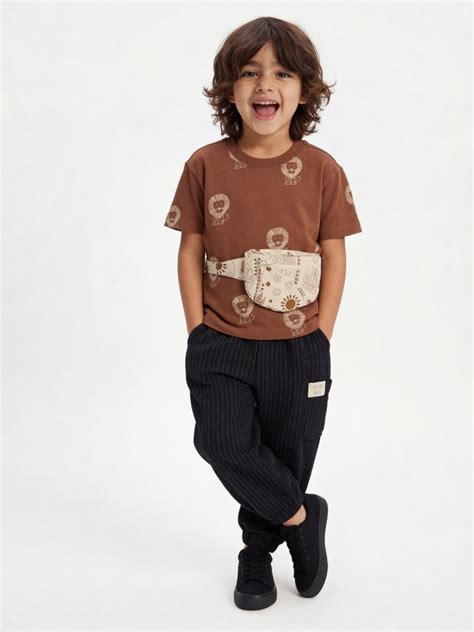 Buy HOP Kids Boys Brown Graphic Printed Cotton T-Shirt from Westside
