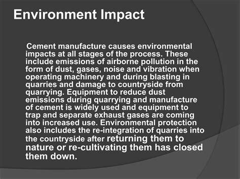 Cement industry and its environmental impacts | PPTX