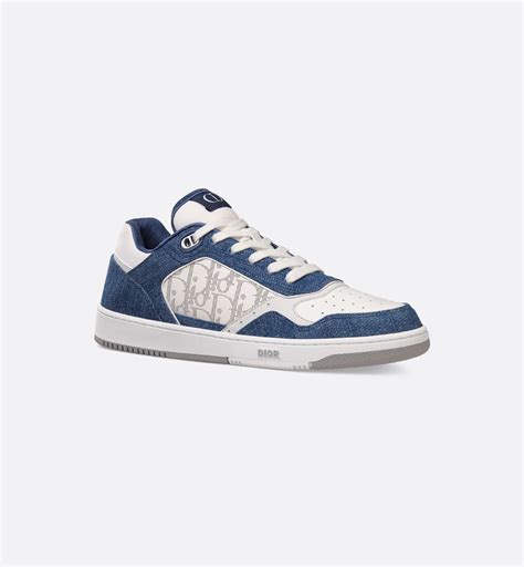 B27 Uptown Low-Top Sneaker White Smooth Calfskin, Blue Denim and White ...