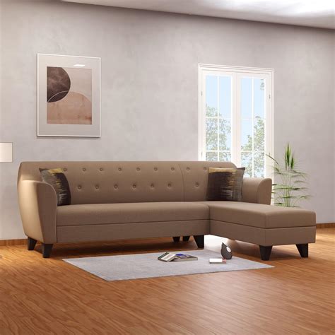 Trevi Balinese Fabric 6 Seater RHS Sofa (Finish Color - Brown, Knock ...