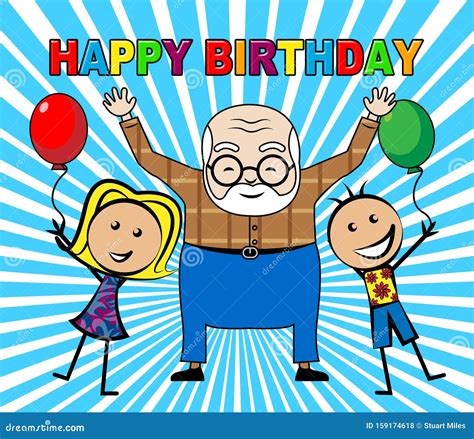 Happy Birthday Grandpa Smiles As Surprise Greeting for Grandad - 3d ...