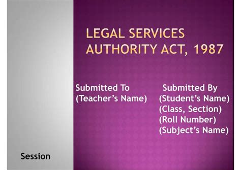 Legal Services Authority Act, 1987 - Comprehensive Overview [PPT] - Studocu