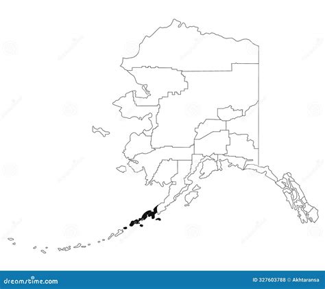 Map Of Aleutians East Borough In Alaska State On White Background ...