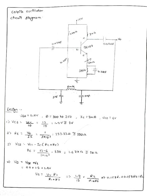 Colpits Oscillators - Colp?ts oscll alor Desgo 3) RE VE VBc O, B= 200 ...