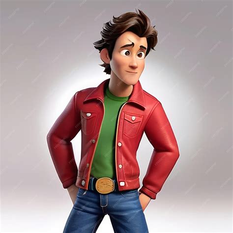 Red jacket cartoon character with blue jeans | Premium AI-generated image