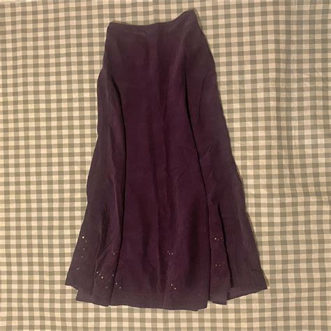 vintage corduroy maxi full length dark purple skirt... - Depop