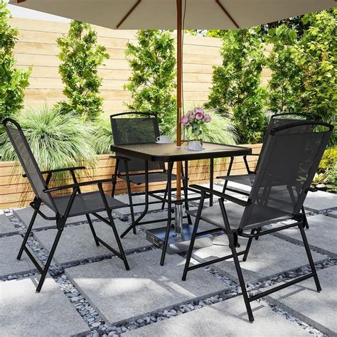 Outsunny 5 Pieces Patio Dining Set for 4, Outdoor Dining Set with Glass ...