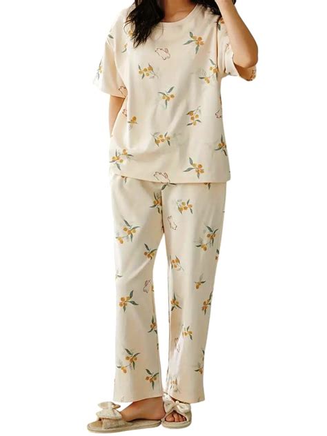 Buy GLASGO Women’s Cotton Pajama Set with Top & Pants| Korean Night ...