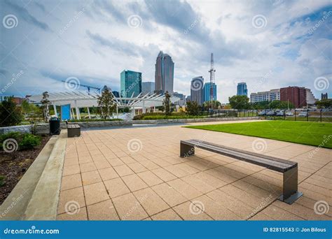 Bench at First Ward Park, in Uptown Charlotte, North Carolina ...