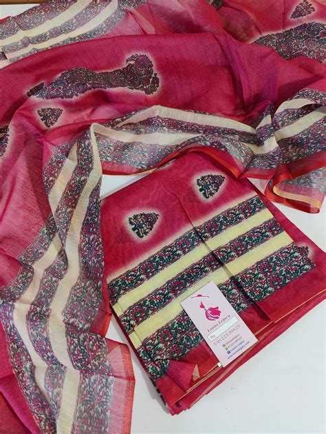 Kora Chanderi Unstitched Suit - Pink – Looms Legacy