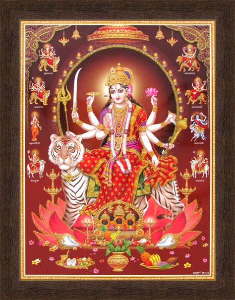 Avercart Goddess Amba with 9 forms of Durga - Nav Durga Poster 12x16 ...