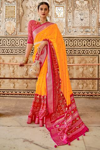 Yellow Colour Unique Shades Design Patola Saree with Blouse Piece ...