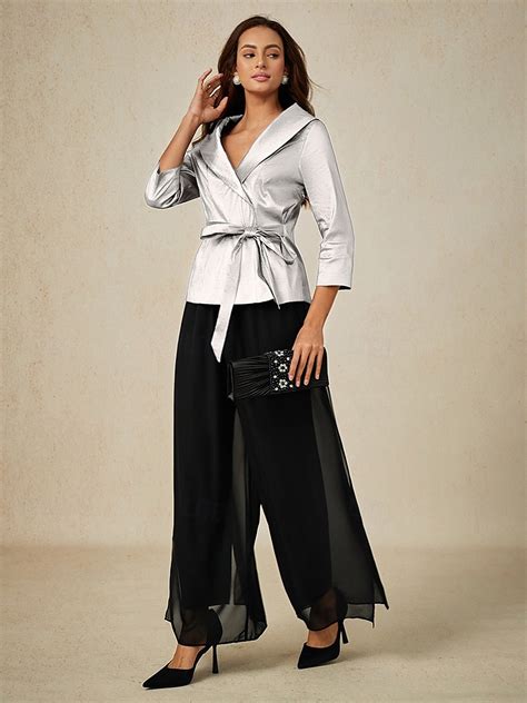Women's Blouse Evening Tops Tie Front Elegant Metallic Stylish 3/4 ...