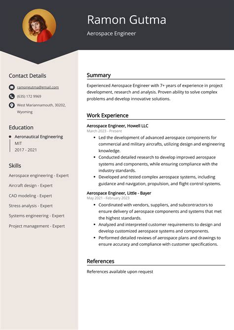 Aerospace Engineer Resume Example (Free Guide)