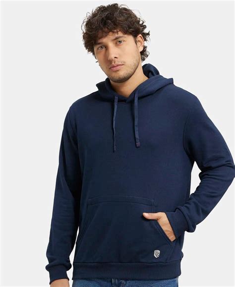 Buy Super Combed Cotton Rich French Terry Hoodie Sweatshirt with Ribbed ...