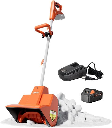 AIVOLT Cordless Snow Shovel Electric 24V, 4Ah Battery Power Snow Shovel ...