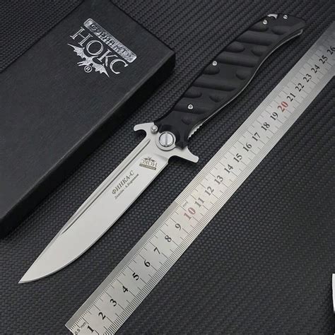 Cuchillo plegable ruso HOKC, hoja de acero D2, mango G10, táctico, para ...