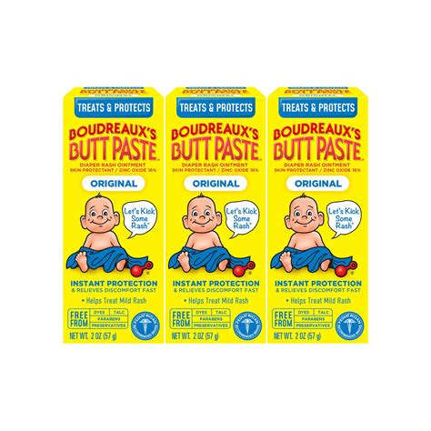 Boudreauxs Butt Paste Original Diaper Rash Cream 2 Ounce Pack ...