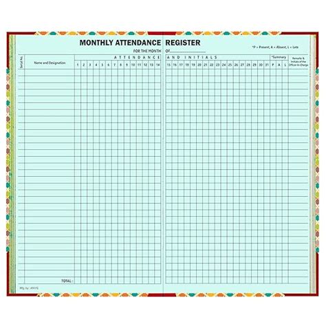 Daily Attendance Register - Present, Absent, Late | 50 Sheets, 100 ...