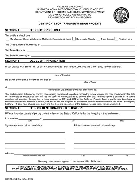 2016-2026 Form CA HCD RT 475.2 Fill Online, Printable, Fillable, Blank ...
