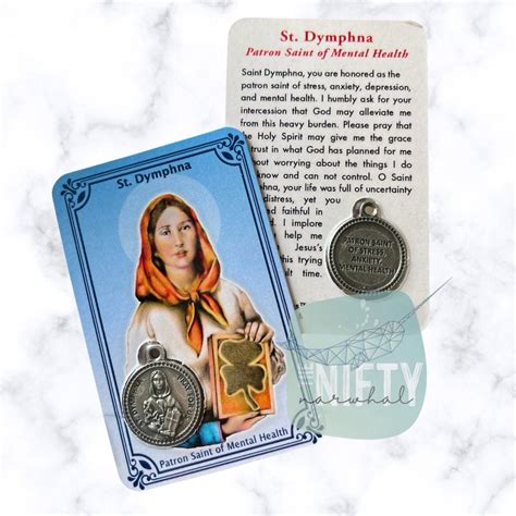 Saint Dymphna Prayer Card and Medal, Patron Saint of Mental Health ...
