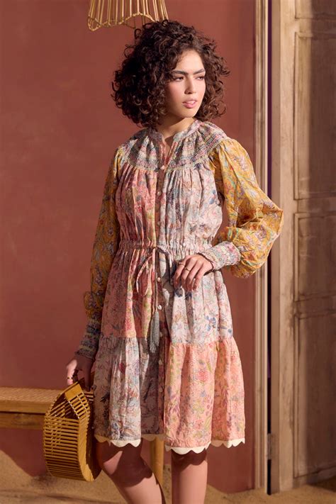 Pastel-Hue Dainty Smocked Dress – Boho Chic By Sukriti Jain