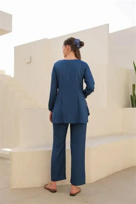 Daydream Blue Abstract Russian Co-ord Set