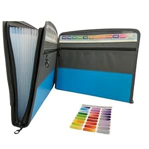 Shopizta Expanding File Folder with Sticky Labels, Zipper Closure ...